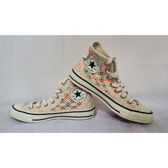 Converse Chuck Taylor Lace Up Hi Top Summer Boho Crochet Womens 7 Multi Color - Picture 1 of 8